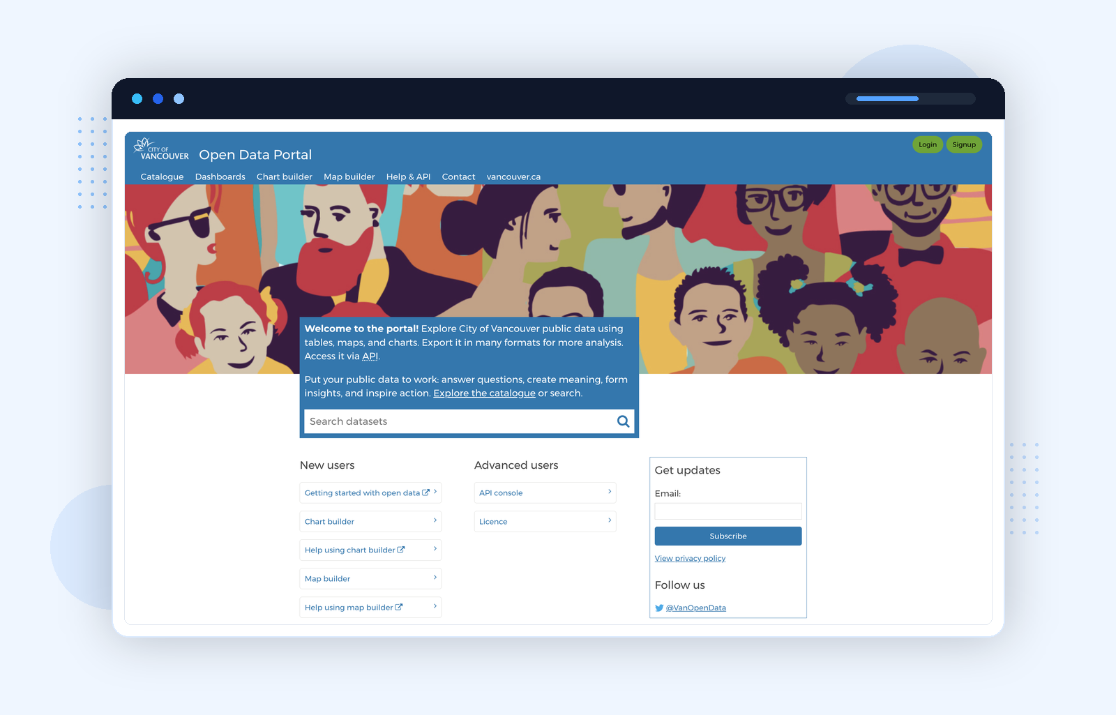 Vancouver Open Data Portal โ audience segmentation and in-portal exploration tools on the homepage