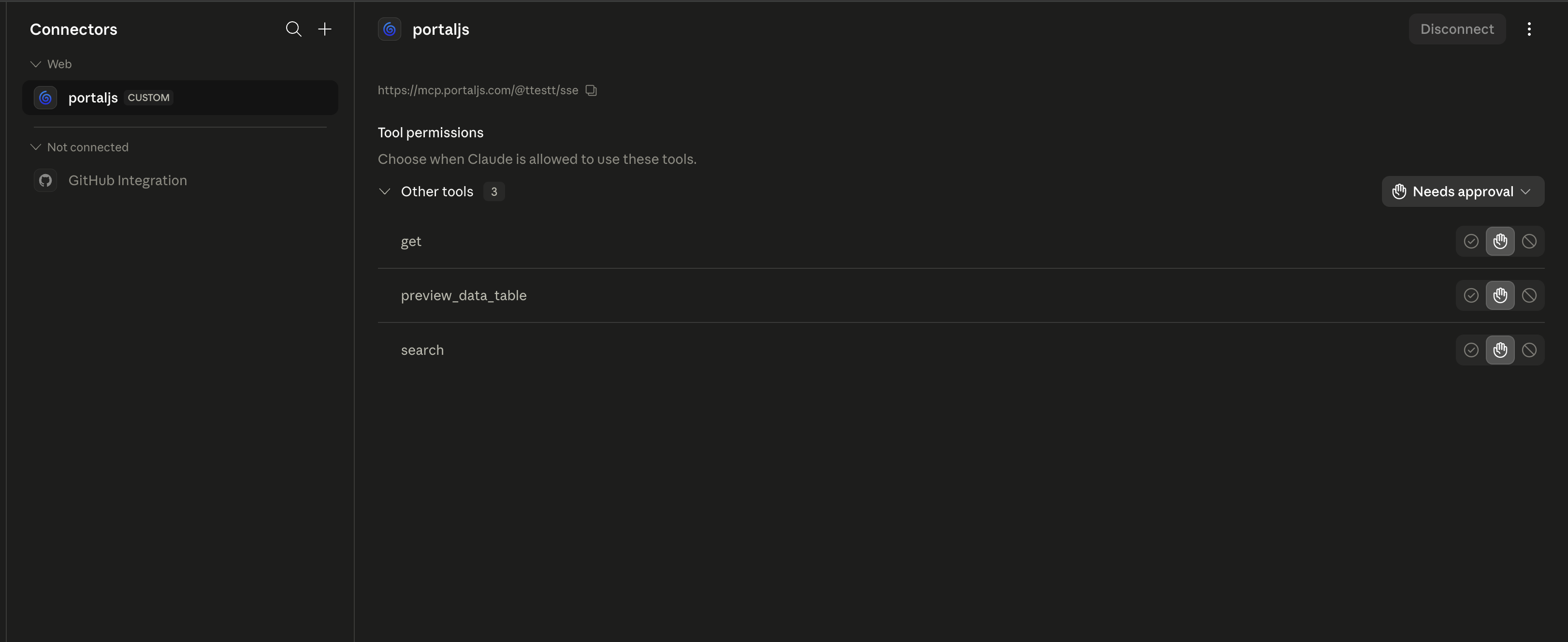 placeholder: Claude connector URL field